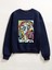 Kadın Lacivert Abstract Figure Baskılı Oversize Sweatshirt 3