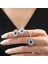 Pırlanta Montür Lotus Çiçeği Sentetik Safir Zarafet Mührü Gümüş Mini Set 1