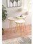 Beyaz Gold Metal Ayaklı Gold Detaylı Zigon Sehpa 2