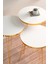 Beyaz Gold Metal Ayaklı Gold Detaylı Zigon Sehpa 3