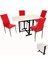 Kanatlı Katlanır - Gözde Mutfak Masa Takımı (Deri) - Kırmızı 1