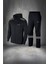Büyük Beden Erkek Siyah Supra Penye Kumaş Fermuarlı Cepli Rahat Spor Eşofman Takımı (4xl- 10XL) 1