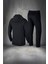 Büyük Beden Erkek Siyah Supra Penye Kumaş Fermuarlı Cepli Rahat Spor Eşofman Takımı (4xl- 10XL) 4