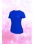 Büyük Beden Kadın Mavi Dri-Fit Kumaş Baskısız Bisiklet Yaka Kısa Kol T-Shirt (4XL-10XL) 1