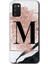 Samsung Galaxy A03S Kılıf Hd Desen Baskılı Arka Kapak - Pembe Mermer Desenli M Harfi 1