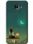 Samsung Galaxy C7 Kılıf Hd Desen Baskılı Arka Kapak - Kedili Kız 1