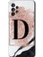 Samsung Galaxy A13 Kılıf Hd Desen Baskılı Arka Kapak - Pembe Mermer Desenli D Harfi 1