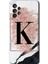 Samsung Galaxy A13 Kılıf Hd Desen Baskılı Arka Kapak - Pembe Mermer Desenli K Harfi 1