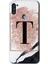 Samsung Galaxy M11 Kılıf Hd Desen Baskılı Arka Kapak - Pembe Mermer Desenli T Harfi 1