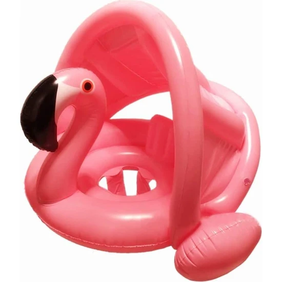 buradanaldım 0-3 Yaş, Flamingo Gölgelikli Bebek Simidi, Oturaklı Deniz, Havuz Yüzme Simidi, Pembe Renk,