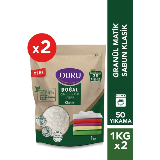 Duru Granül Matik Sabun Klasik 2 kg x 50 Yıkama Vegan Standart Koku ile Ultra Temizlik