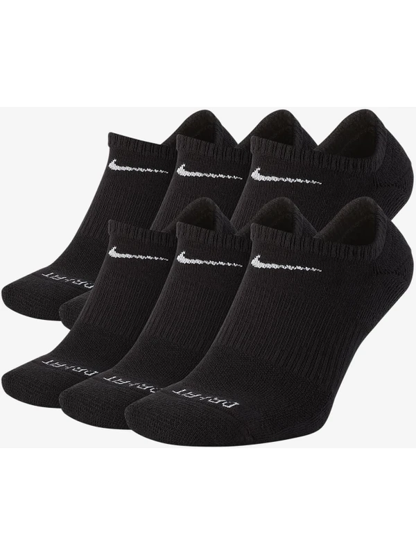 Nike Everyday Plus Cushion No-Show Black Socks 6 Pair Pack