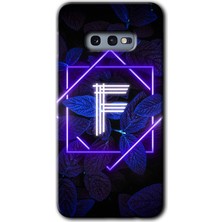 Bera Aksesuar Samsung Galaxy S10E Kılıf Hd Desen Baskılı Arka Kapak - Dark Neon Yaprak F Harfi