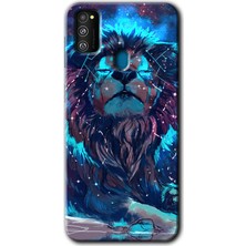 Bera Aksesuar Samsung Galaxy M21 Kılıf Hd Desen Baskılı Arka Kapak - Neon Aslan