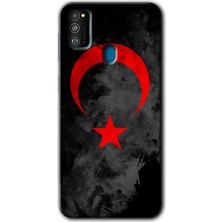 Bera Aksesuar Samsung Galaxy M21 Kılıf Hd Desen Baskılı Arka Kapak - Black Ayyıldız