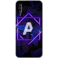 Bera Aksesuar Samsung Galaxy A30S Kılıf Hd Desen Baskılı Arka Kapak - Dark Neon Yaprak A Harfi