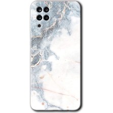 Bera Aksesuar Samsung Galaxy A12 Kılıf Hd Desen Baskılı Arka Kapak - White Marble