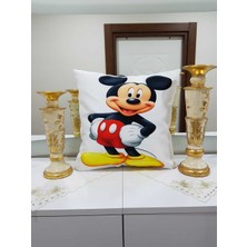 Körfez Kırlent Kırmızı & Siyah Miki Mouse Desenli Dekoratif Kırlent Kılıfı