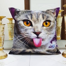 Körfez Kırlent Animal Kedi Baskılı Kırlent Kılıfı 43X43CM