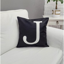 Körfez Kırlent Harf Baskılı Siyah Kırlent Kılıfı 43X43CM