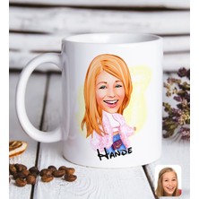 BK Kişiye Özel Kadın Moda Ikonu Karikatürlü Beyaz Kupa Bardak-1