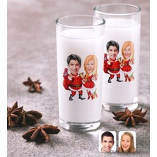 BK Kişiye Özel Sevgililer Yeni Yıl Karikatürlü Ikili Rakı Bardağı Seti-3