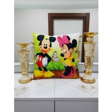 Körfez Kırlent Kelebekli Miki ve Mini Mouse Desenli Kırlent Kılıfı
