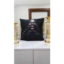 Körfez Kırlent Gold Işıltılı Kadın Görselli Dekoratif Kırlent Kılıfı