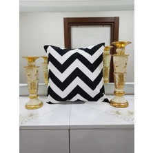 Körfez Kırlent Siyah & Beyaz Zig Zak Geometrik Desenli Dekoratif Kırlent Kılıfı