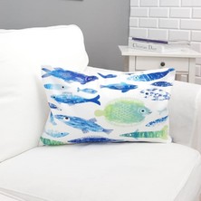 Körfez Kırlent Marin Desenli Dikdörtgen Kırlent Kılıfı