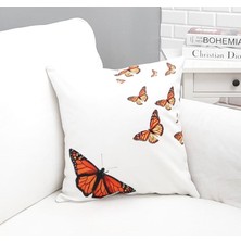 Körfez Kırlent Yaz Temalı Kelebekler Desen Kırlent Kılıfı 43X43CM