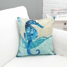 Körfez Kırlent Marin Mavi Denizatı Desenli Kırlent Kılıfı 43X43CM