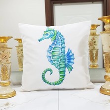 Körfez Kırlent Marin Deniz Atı Desenli Kırlent Kılıfı 43X43CM