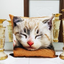 Körfez Kırlent Animal Kedi Baskılı Kırlent Kılıfı 43X43CM