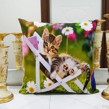 Körfez Kırlent Animal Kedi Baskılı Kırlent Kılıfı 43X43CM