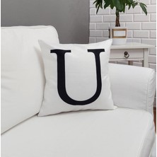 Körfez Kırlent Harf Baskılı Beyaz Kırlent Kılıfı 43X43CM