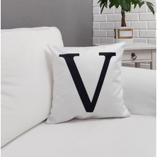 Körfez Kırlent Harf Baskılı Beyaz Kırlent Kılıfı 43X43CM