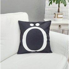 Körfez Kırlent Harf Baskılı Siyah Kırlent Kılıfı 43X43CM