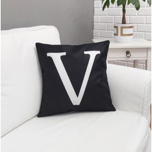 Körfez Kırlent Harf Baskılı Siyah Kırlent Kılıfı 43X43CM