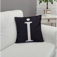 Körfez Kırlent Harf Baskılı Siyah Kırlent Kılıfı 43X43CM