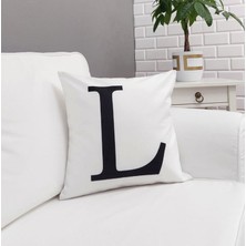 Körfez Kırlent Harf Baskılı Beyaz Kırlent Kılıfı 43X43CM