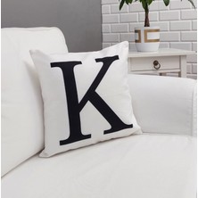 Körfez Kırlent Harf Baskılı Beyaz Kırlent Kılıfı 43X43CM