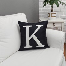 Körfez Kırlent Harf Baskılı Siyah Kırlent Kılıfı 43X43CM