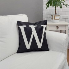 Körfez Kırlent Harf Baskılı Siyah Kırlent Kılıfı 43X43CM