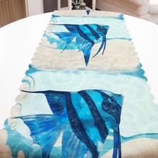 Körfez Kırlent Marin Desenli Dekoratif Runner Örtü 40X140CM