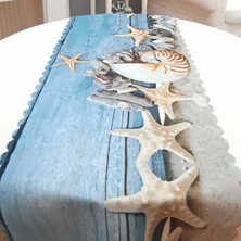 Körfez Kırlent Marin Desenli Dekoratif Runner Örtü 40X140CM