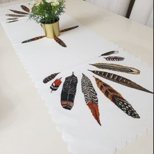 Körfez Kırlent Trendy Renkli Tüyler Model Dekoratif Runner 40X140CM