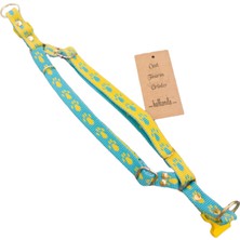 Balkonda Köpek göğüs tasması turkuaz sarı minik ırk genişlik:1,5cm göğüs ölçüsü:25-45cm ayarlamalı dog harness GT3-19