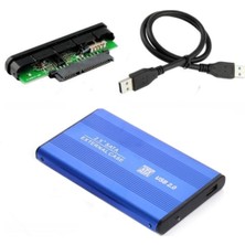 Us Technology 2.5'' Inç Sata 2.0 HDD Harddisk Kutu Aliminyum Gövde - Harici HDD Hard Disk Kutusu Mavi