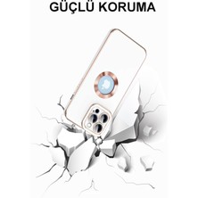 Case World Apple iPhone 13  Kapak Mercek Korumalı Logo Gösteren Tasarım Silikon Kılıf - Rose Gold